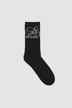Arte Antwerp Chaussettes à logo fleuri - Noir Fashion