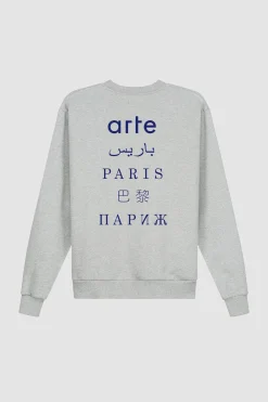 Arte Antwerp Col ras du cou imprimé Paris Back - Gris New