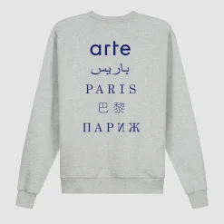 Arte Antwerp Col ras du cou imprimé Paris Back - Gris New