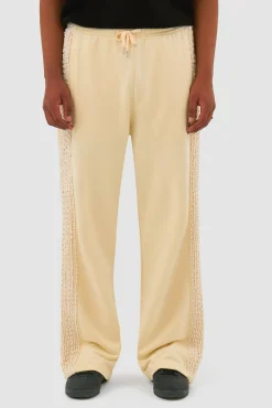 Arte Antwerp Pantalon à bandes fleuries - Crème Fashion