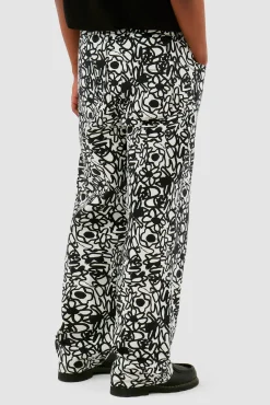 Arte Antwerp Pantalon Allover Flowers - Noir/ blanc Store