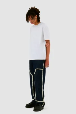 Arte Antwerp Pantalon en denim à bordures fleuries - Dark Wash Marine Best