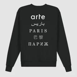 Arte Antwerp Paris Back Print Crewneck - Noir Discount