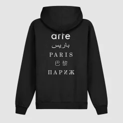 Arte Antwerp Sweat à capuche imprimé dans le dos de Paris - Noir Hot