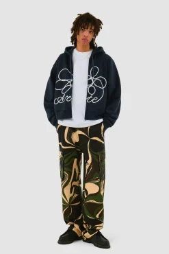 Arte Antwerp Sweat à capuche zippé avec logo fleuri - Marine Online