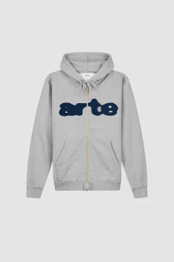 Arte Antwerp Sweat à capuche zippé brodé - Gris Best Sale