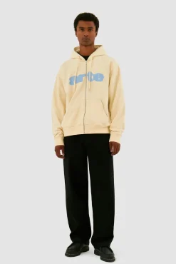 Arte Antwerp Sweat à capuche zippé brodé - Crème Online