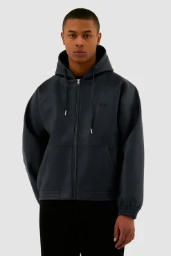 Arte Antwerp Veste à capuche en cuir - Marine Flash Sale