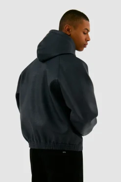 Arte Antwerp Veste à capuche en cuir - Marine Flash Sale