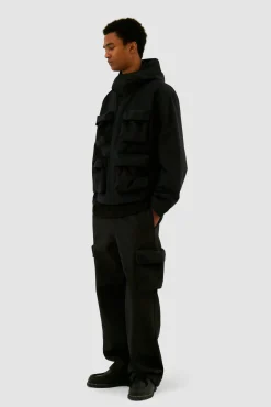 Arte Antwerp Veste à capuche en nylon avec poches 3D - Noir Store