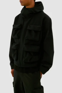 Arte Antwerp Veste à capuche en nylon avec poches 3D - Noir Store