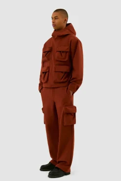 Arte Antwerp Veste à capuche en nylon avec poches 3D - Orange Fashion