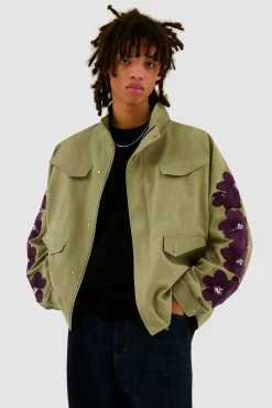 Arte Antwerp Veste brodée de fleurs - Vert olive Vertolive Hot