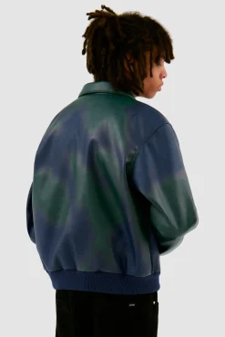 Arte Antwerp Veste en cuir Artisan - Navy/Green Marine Flash Sale