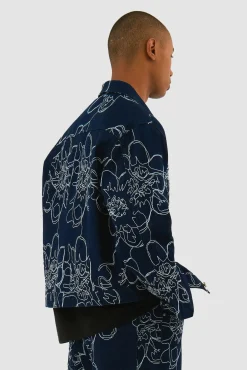 Arte Antwerp Veste en jean à points de fleurs - Marine Clearance