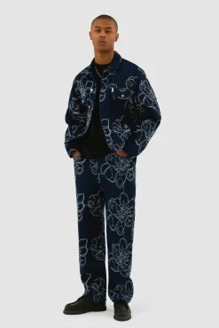 Arte Antwerp Veste en jean à points de fleurs - Marine Clearance